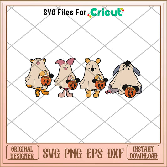 Pooh ghost pumpkin  halloween svg, Winnie the pooh characters , Digital Download