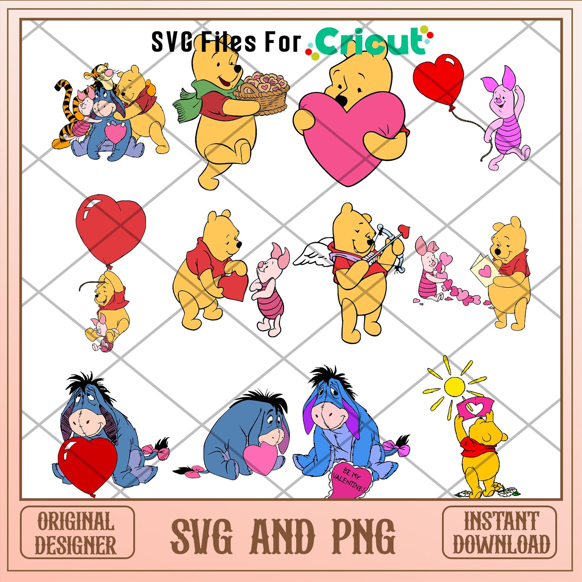 Winnie the Pooh valentines svg bundle ver 2