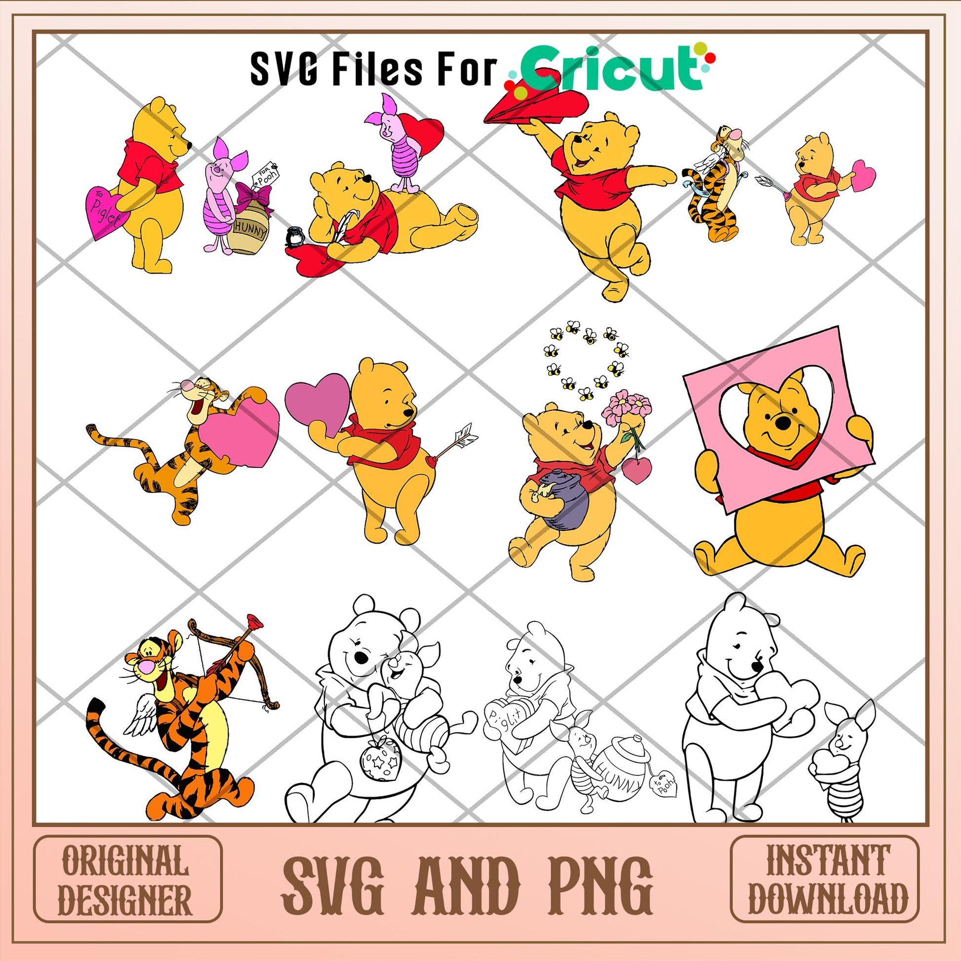 Winnie the Pooh valentines svg bundle ver 3