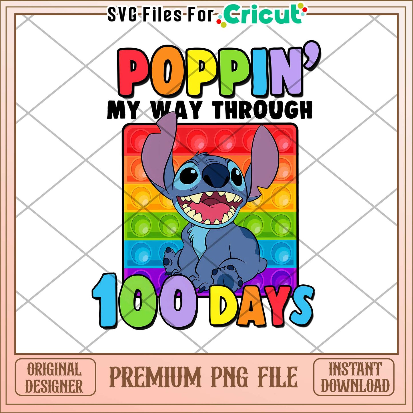 Poppin my way through 100 days png, stitch character png
