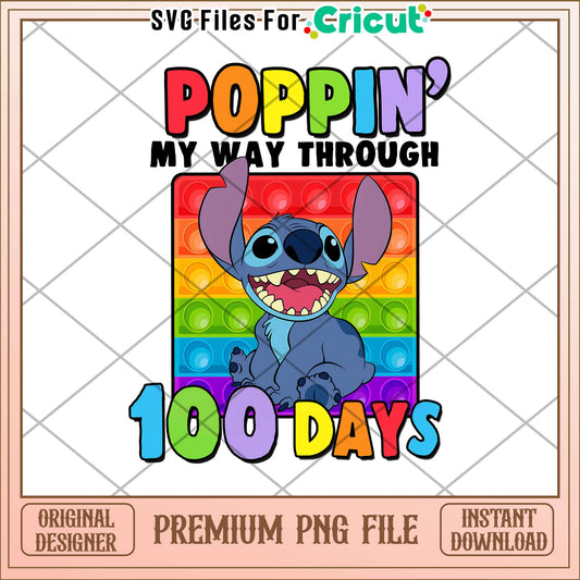 Poppin my way through 100 days png, stitch character png