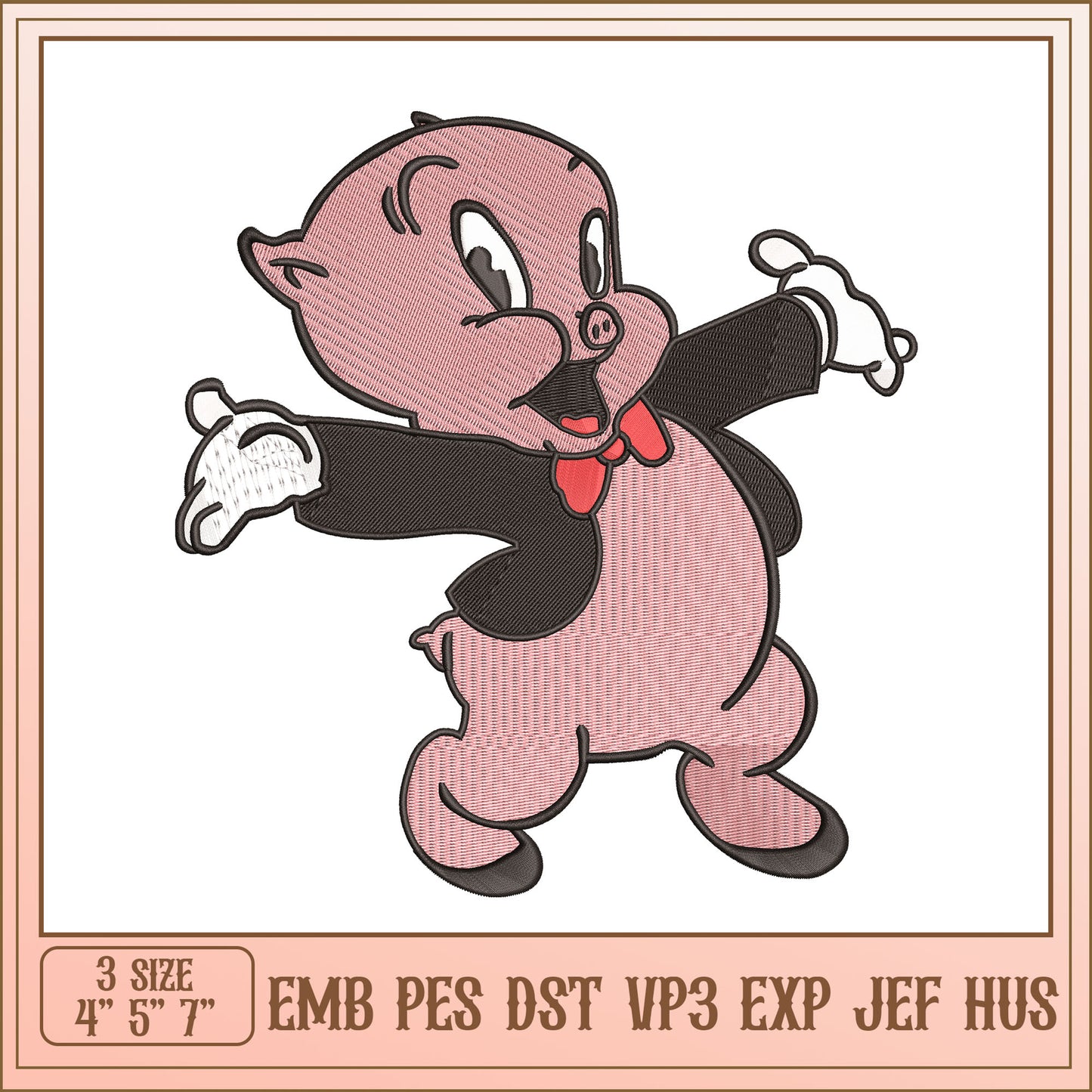 Porky Pig Embroidery Design - EMB PES DST VP3