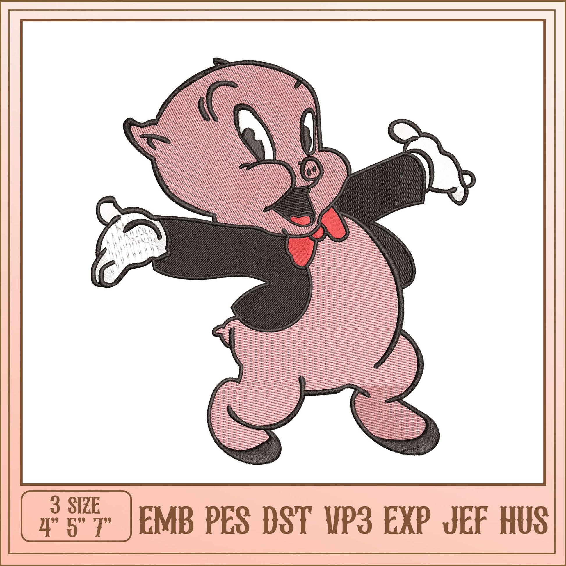 Porky Pig Embroidery Design - EMB PES DST VP3