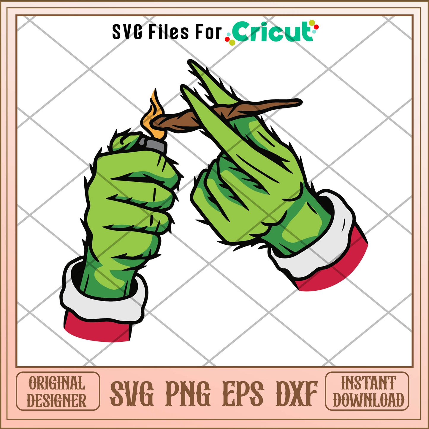 Pothead Christmas Cannabis Grinch SVG, fire grinch​ svg