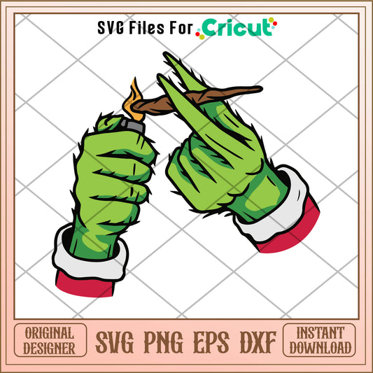 Pothead Christmas Cannabis Grinch SVG, fire grinch​ svg