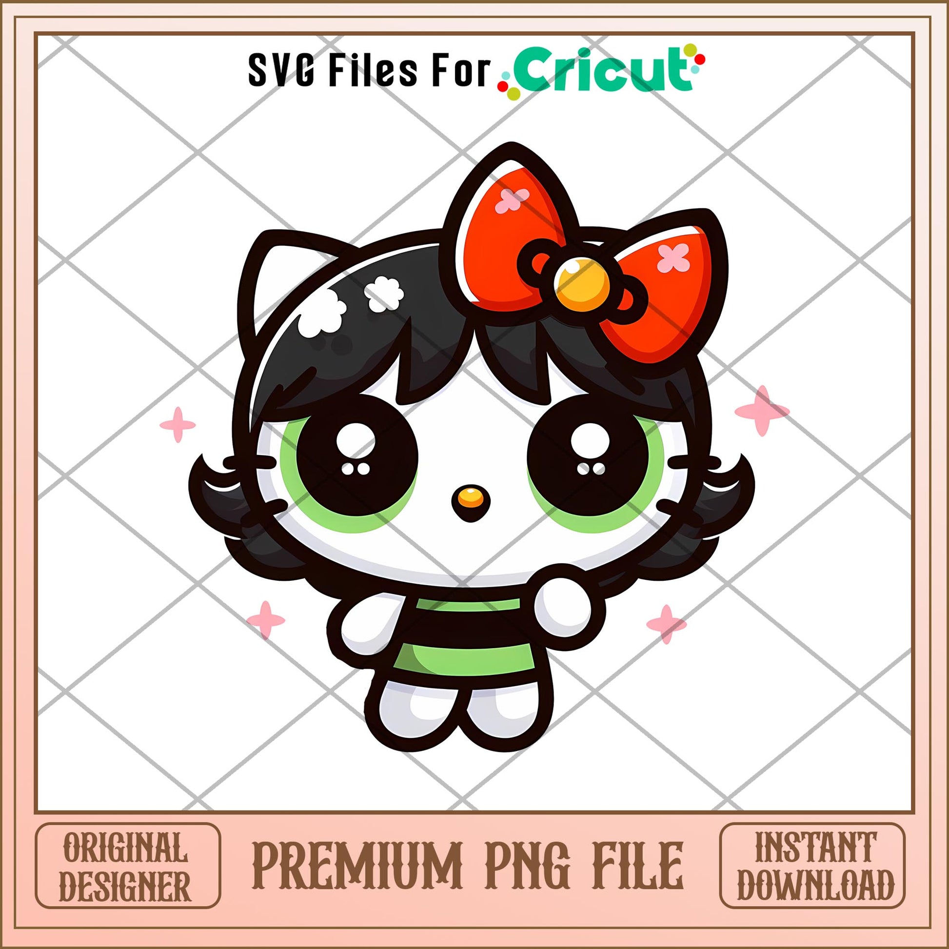 PowerPuff Girls Buttercup Hello Kitty png, The Powerpuff Girls png, Digital Download