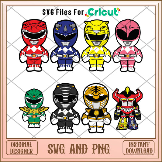 Power Rangers chibi SVG bundle