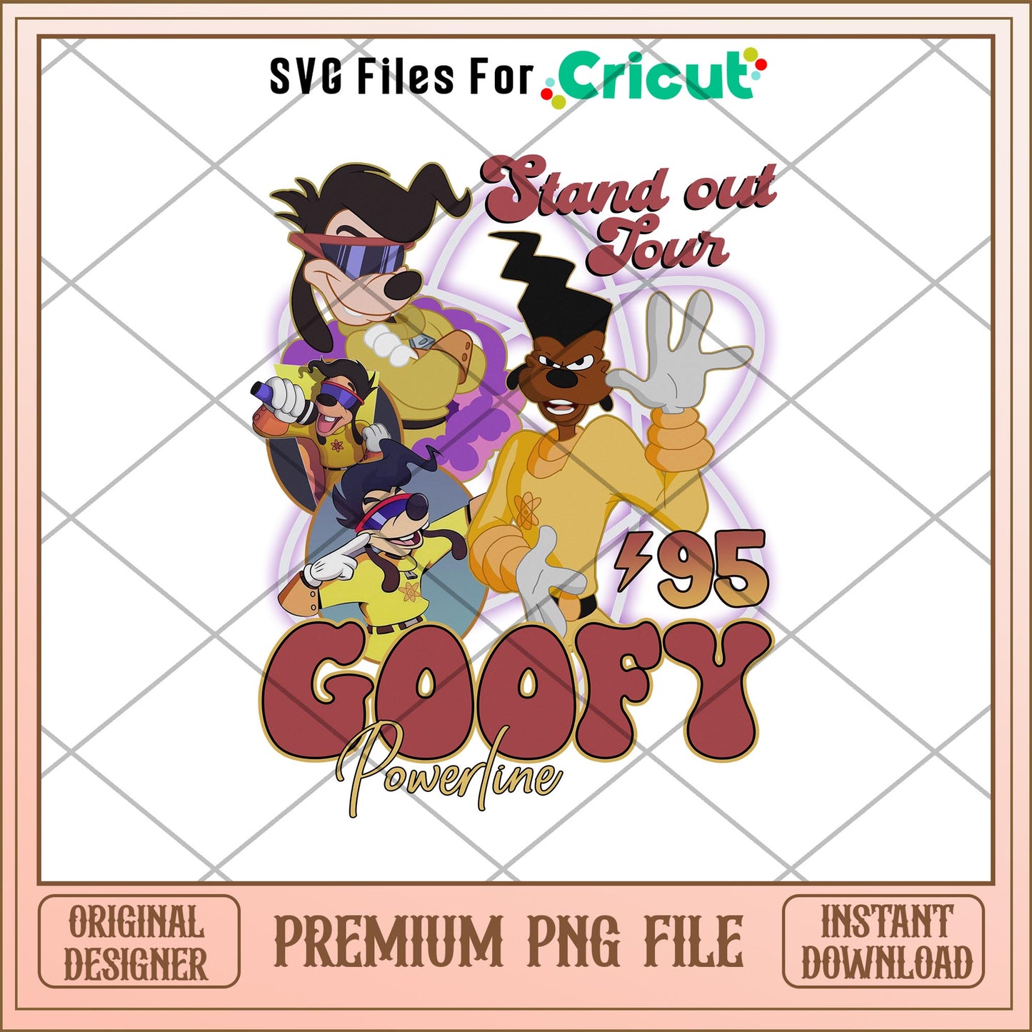 Powerline Stand Out Tour 95 Vintage Goofy Png,  Disney characters png, Digital Download