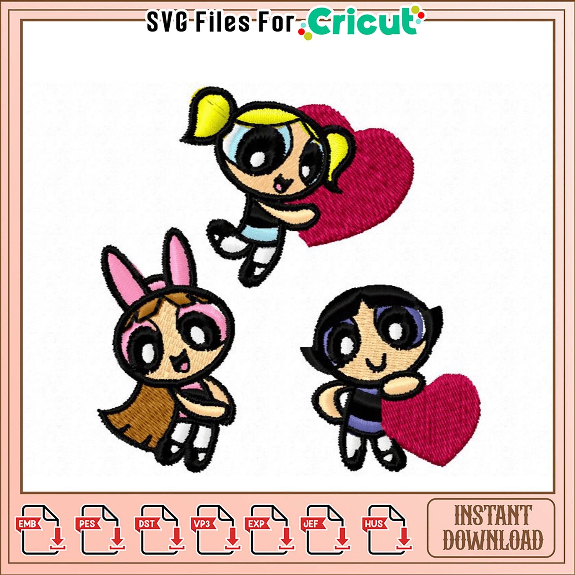 Powerpuff Girls Embroidery Design Instant Download File