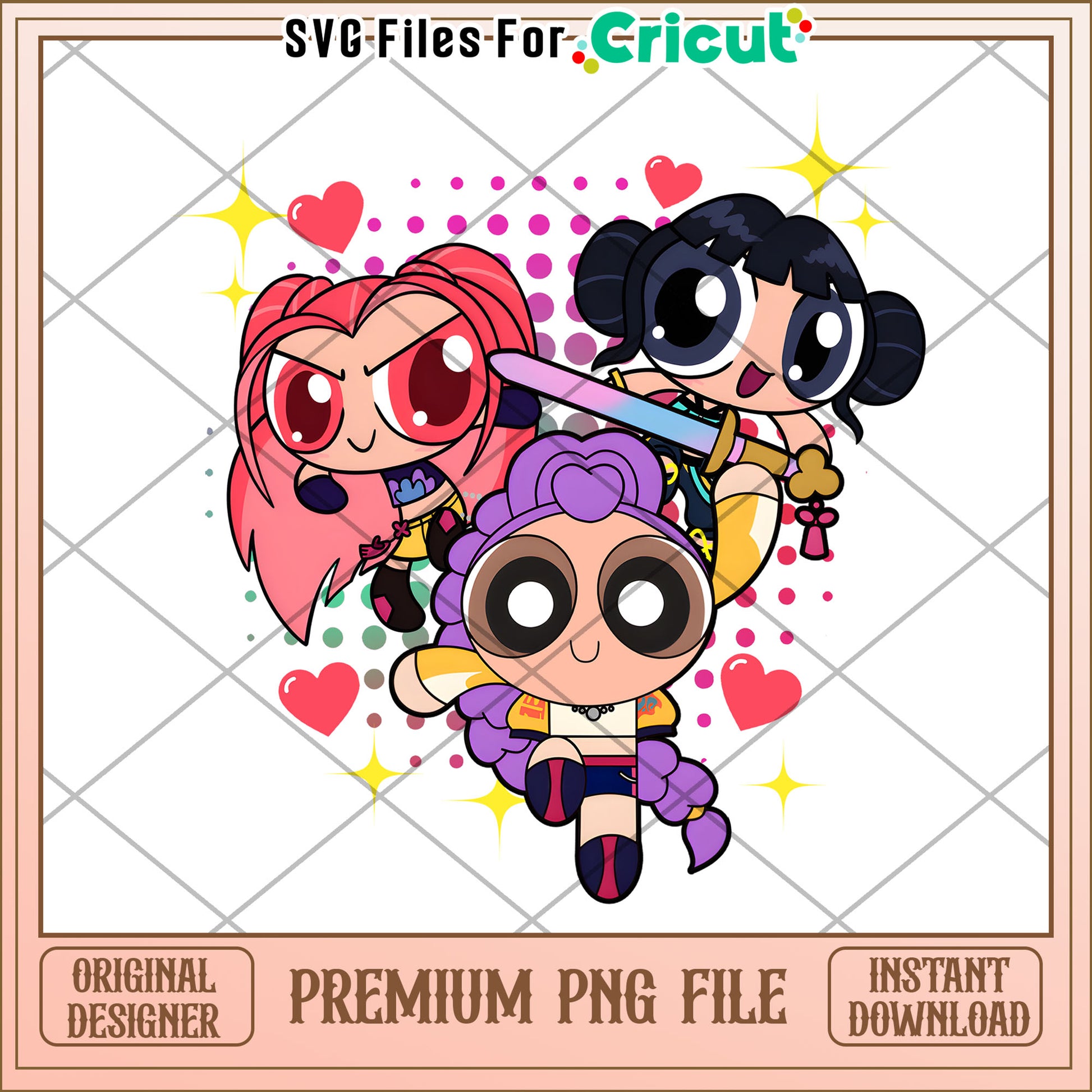 Power puff huntrix png, kpop png, korean anime png