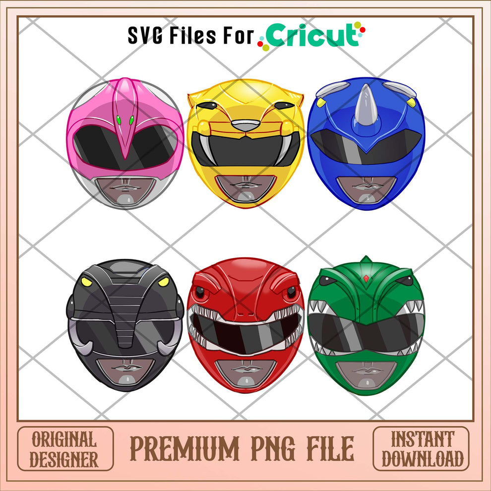 Blue Power Ranger Cut Files Power rangers helmet png bundle – svg files for cricut