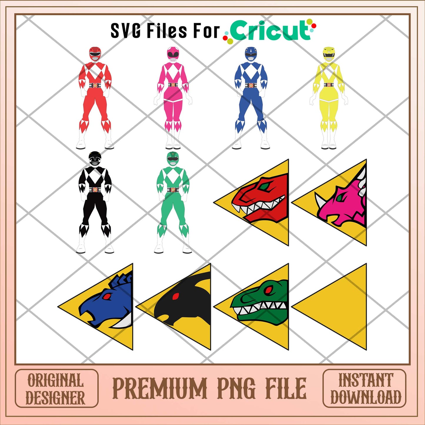 Power rangers characters and flags png bundle