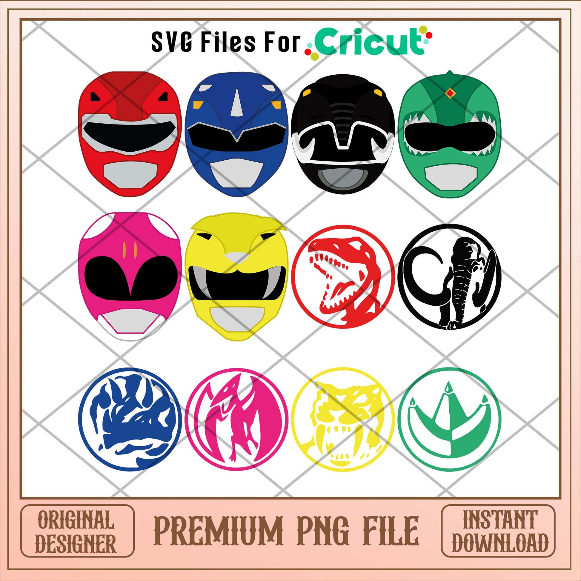 Power rangers super characters head png bundle