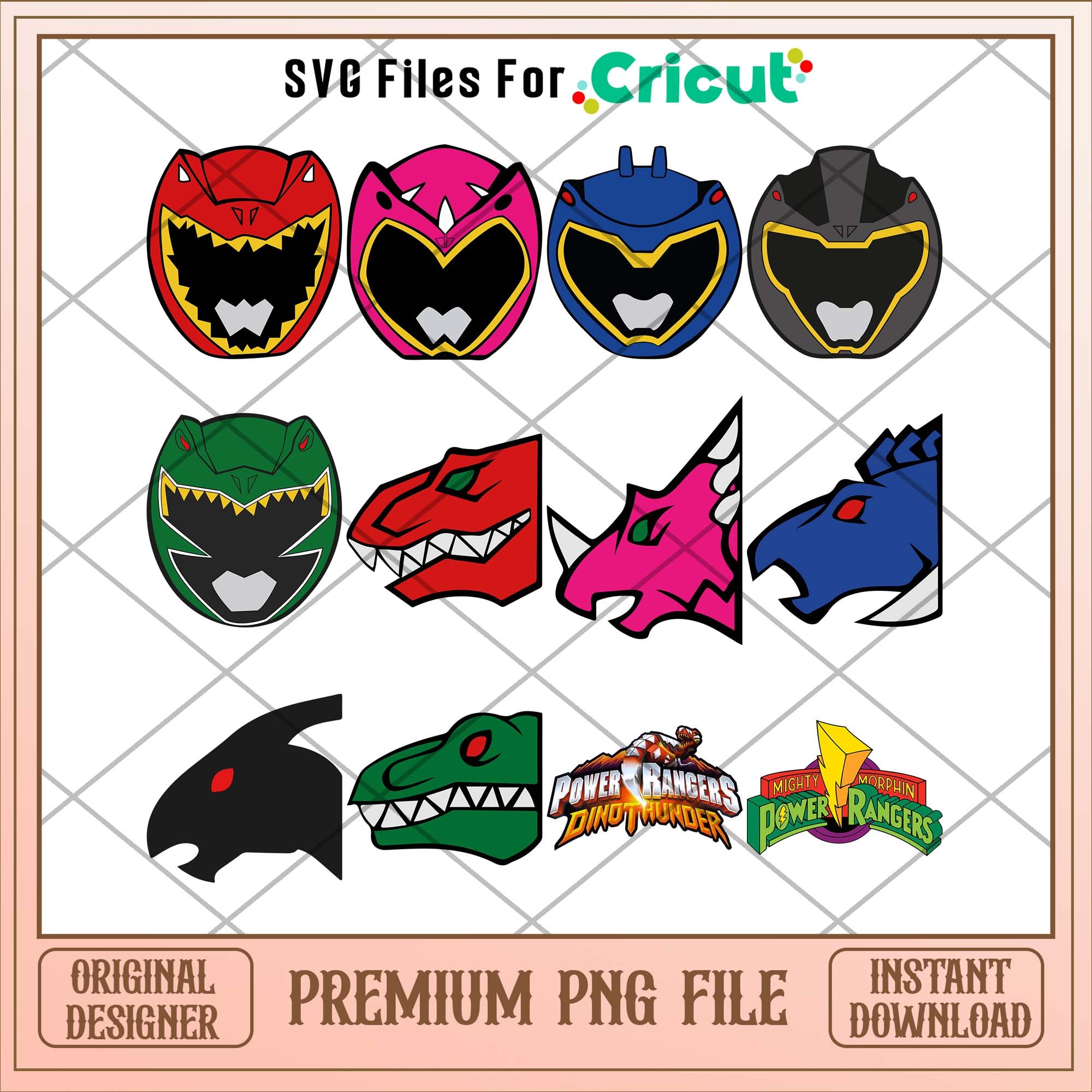 Power rangers characters head and flags png bundle – svg files for cricut