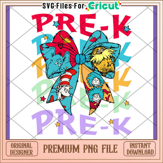 Pre-K PNG Design Seuss Bow Instant Download