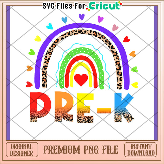 Pre-K Rainbow Leopard PNG Design