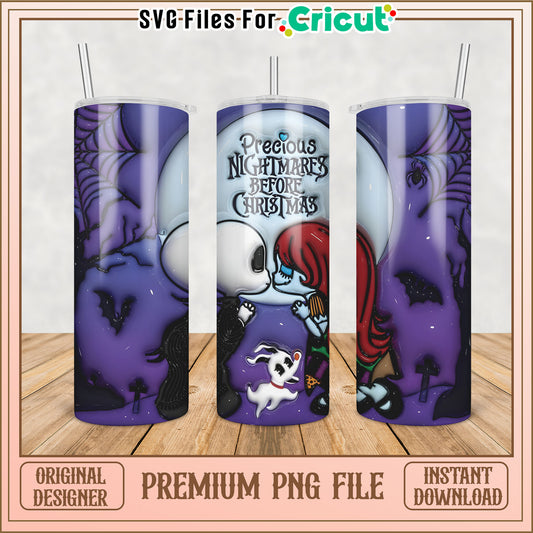Precious Nightmares Before Christmas Tumbler PNG Design Download