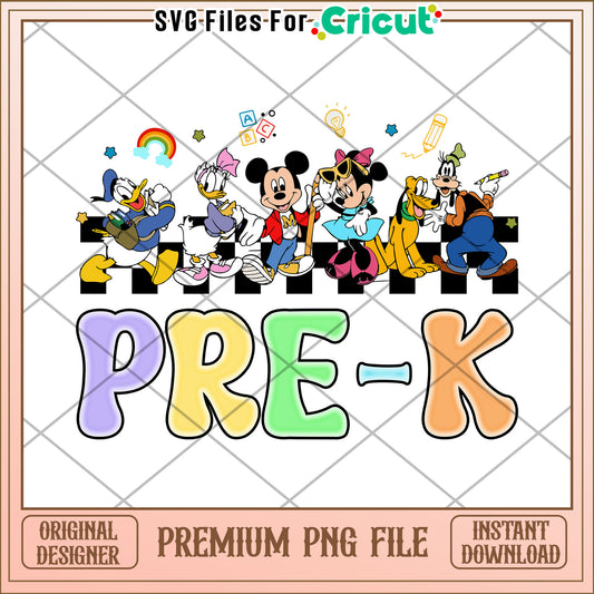 Pre k mickey mouse design png, cute design png, back to school time​ png