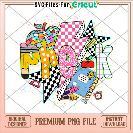 Pre k school design png, back to school quote png, cute student png