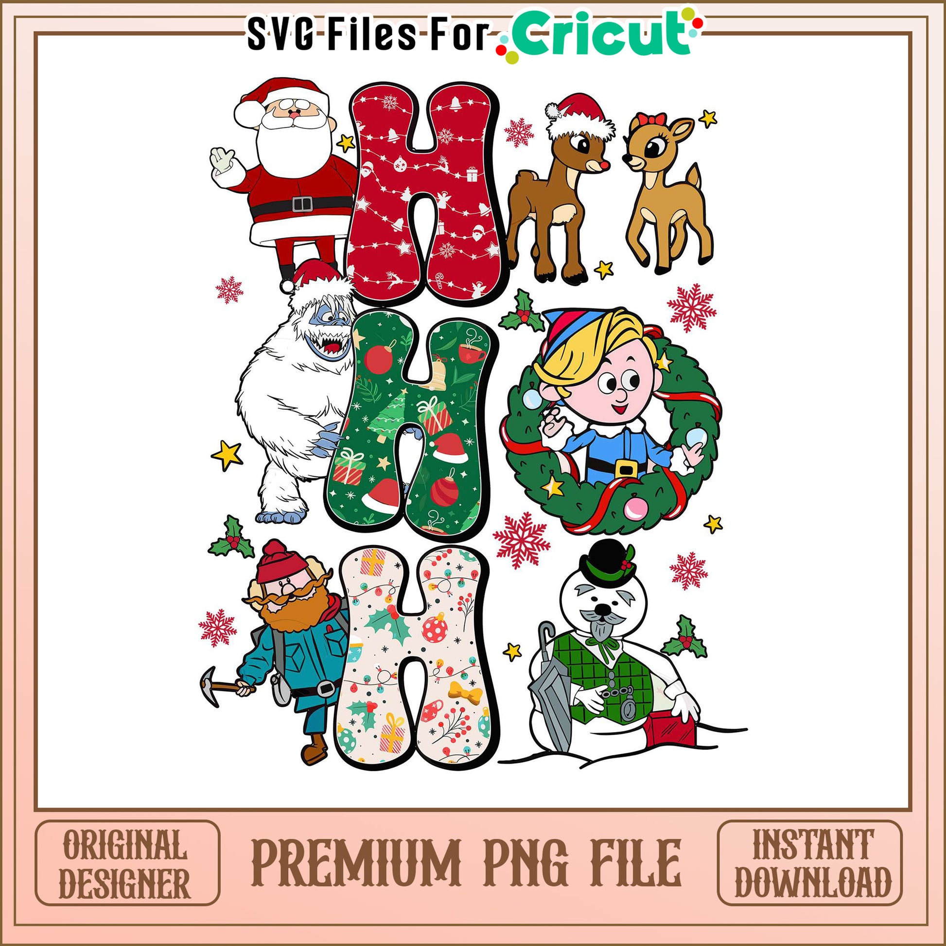 Premium Christmas PNG File for Cricut, Fun Holiday Characters Design