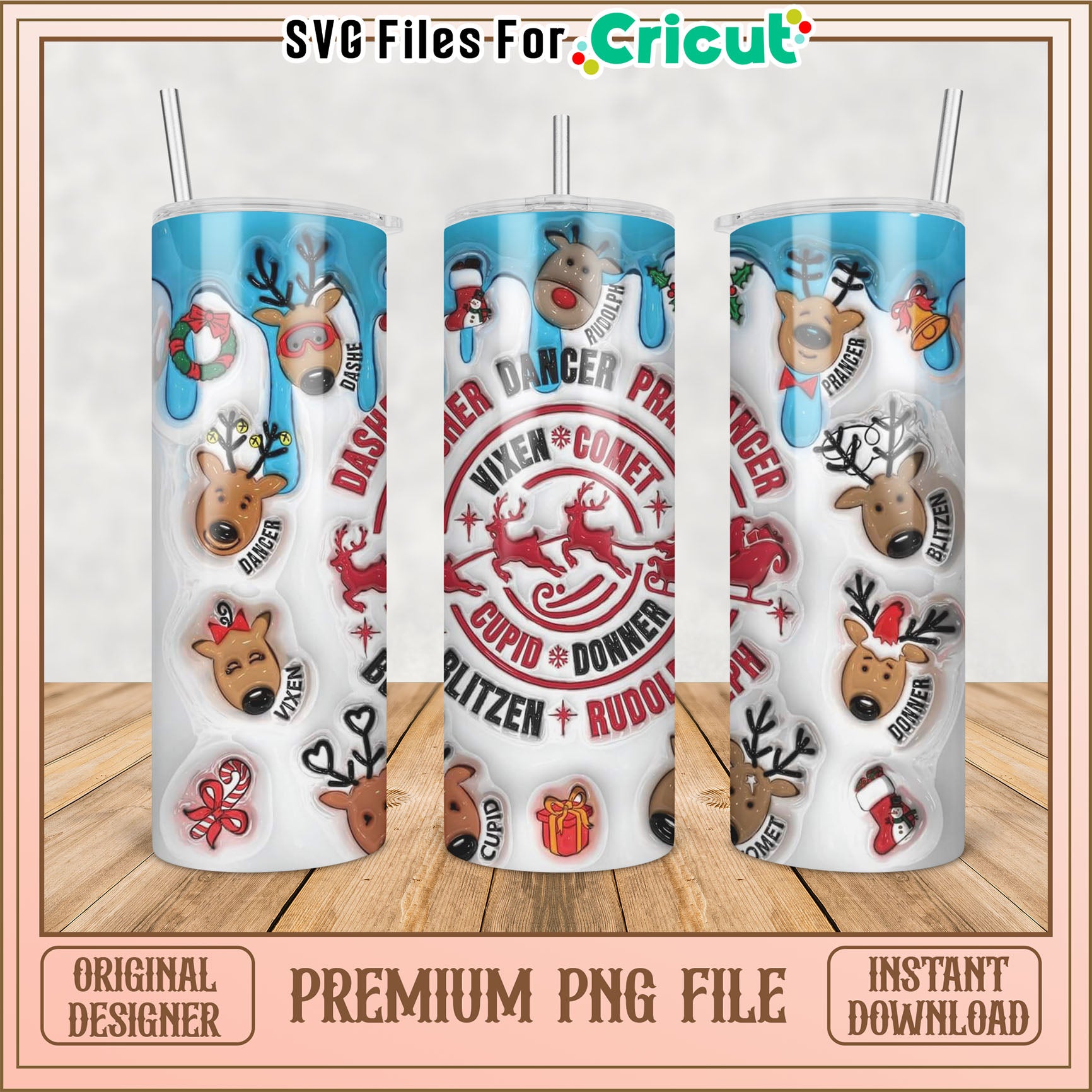 Premium Christmas Tumbler PNG Design for Cricut Download Now