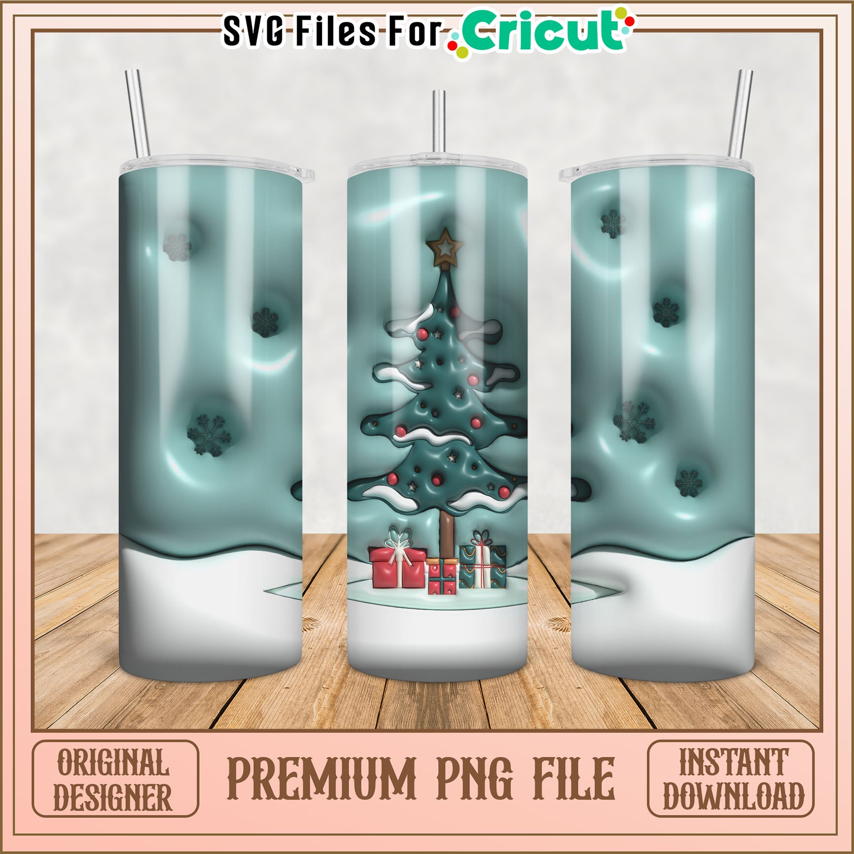 Premium Christmas Tumbler PNG File for Cricut Projects Download