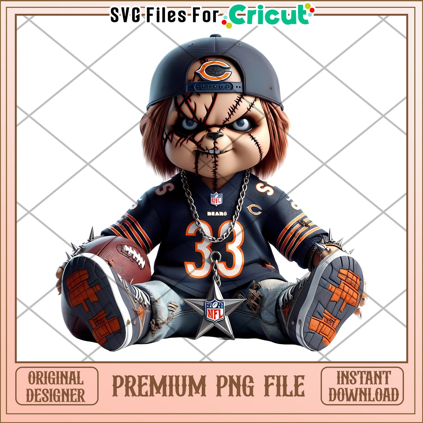 Premium Football PNG Design for Cricut, Unique Character Artwork