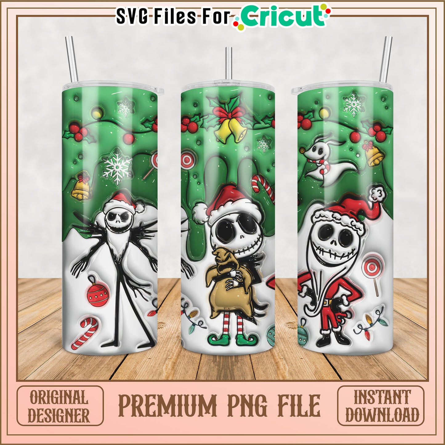 Premium Halloween Christmas Tumbler Design PNG for Cricut Projects