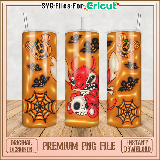 Premium Halloween Tumbler PNG with Mickey Mouse and Stitch Design