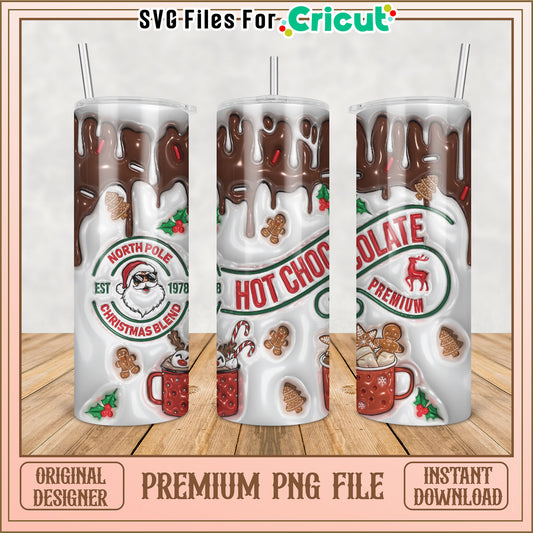 Premium Hot Chocolate Tumbler PNG Christmas Design Download