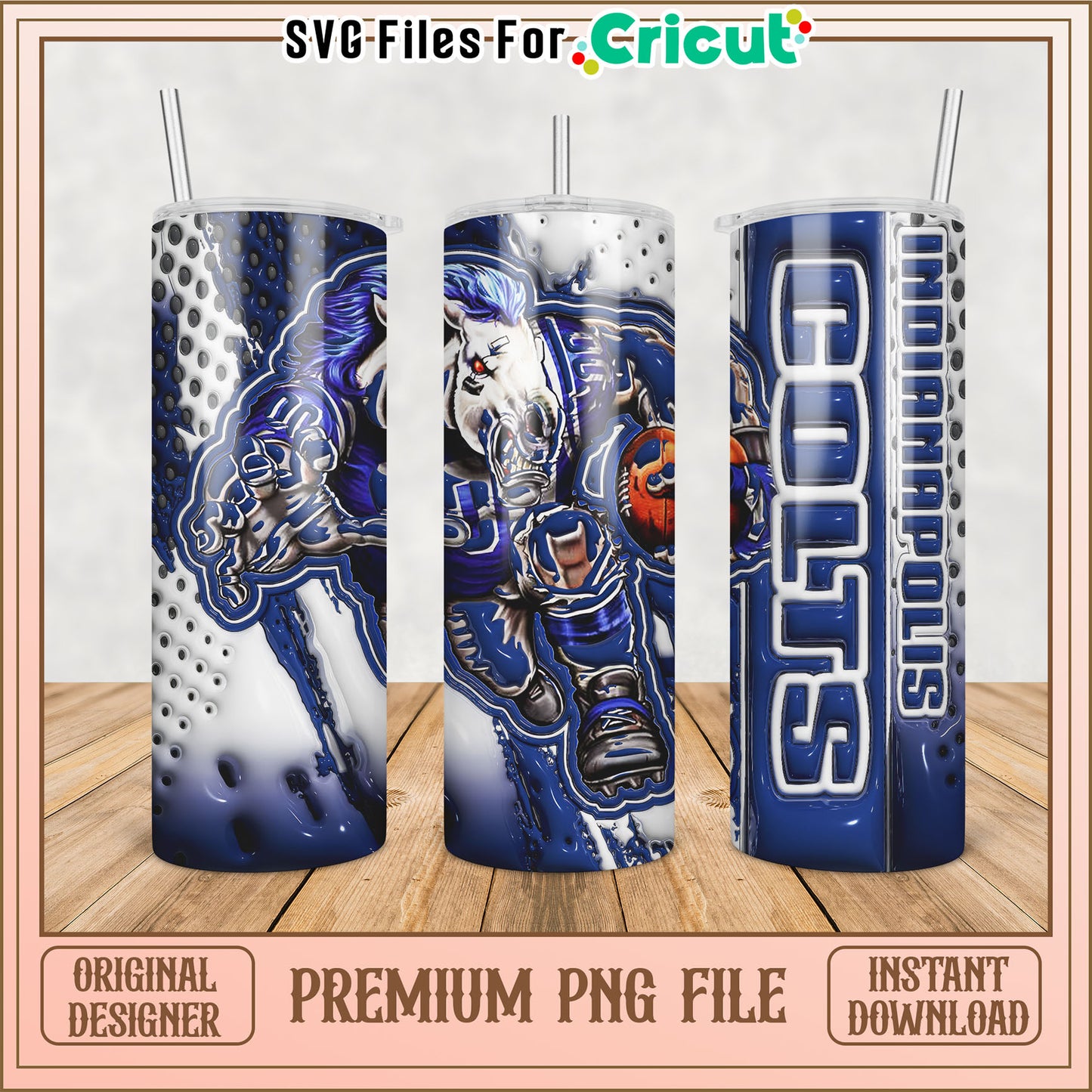 Premium Indianapolis Colts Tumbler Design PNG File Download