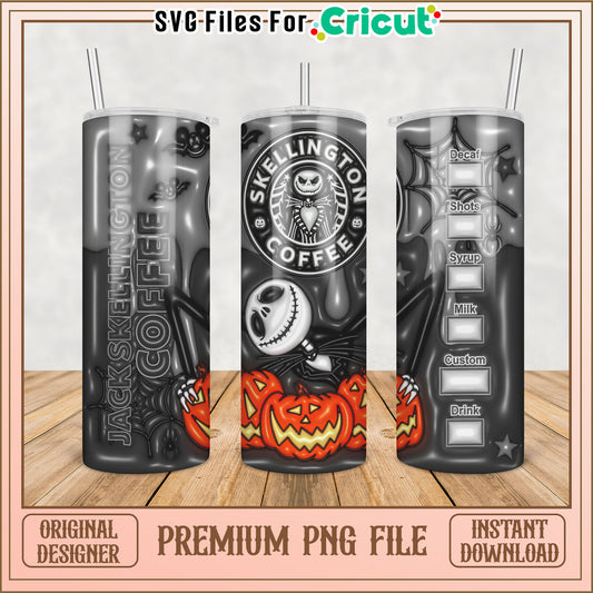 Premium Jack Skellington Coffee Tumbler PNG Design for Cricut