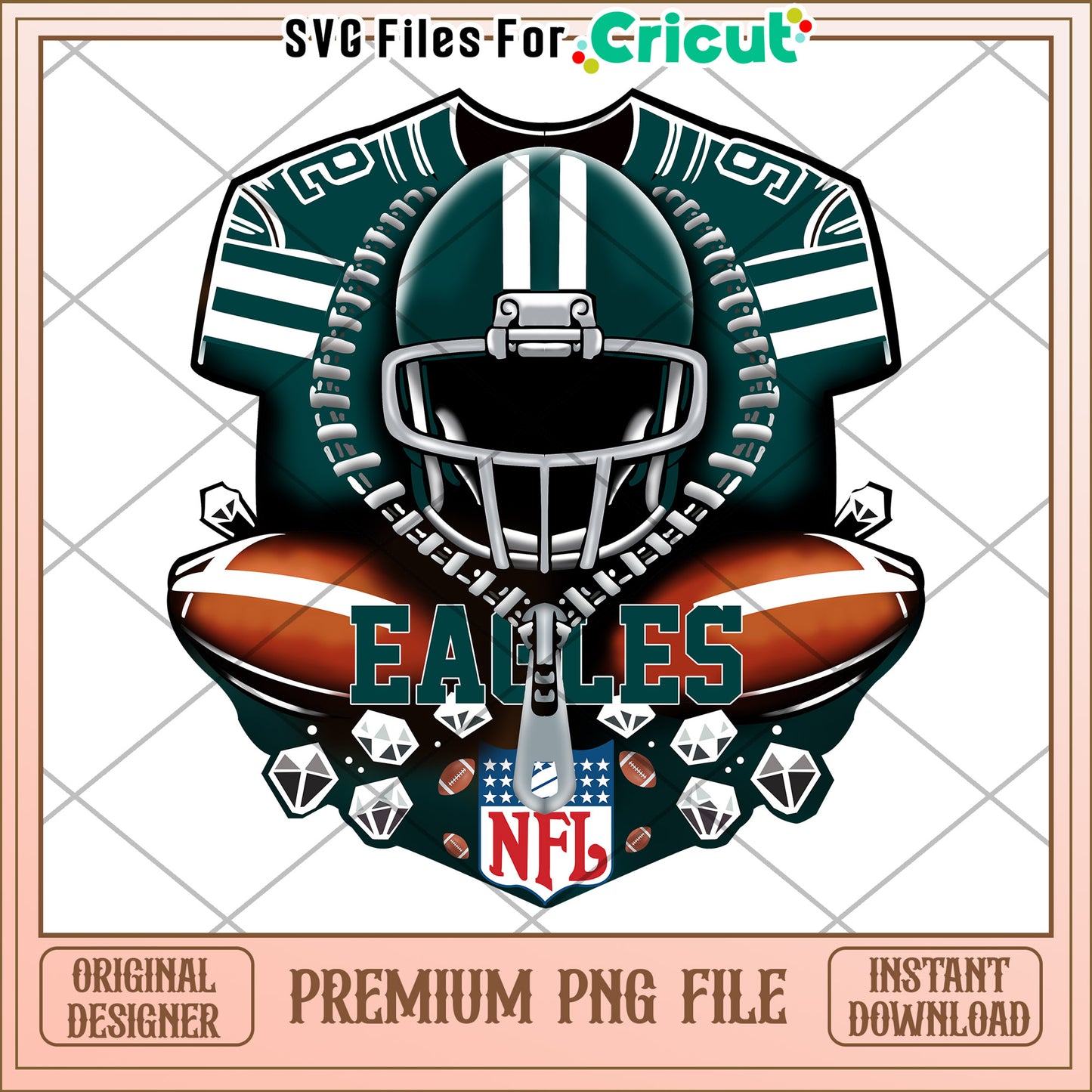 Premium NFL Eagles Football PNG File, Ideal for Cricut Projects