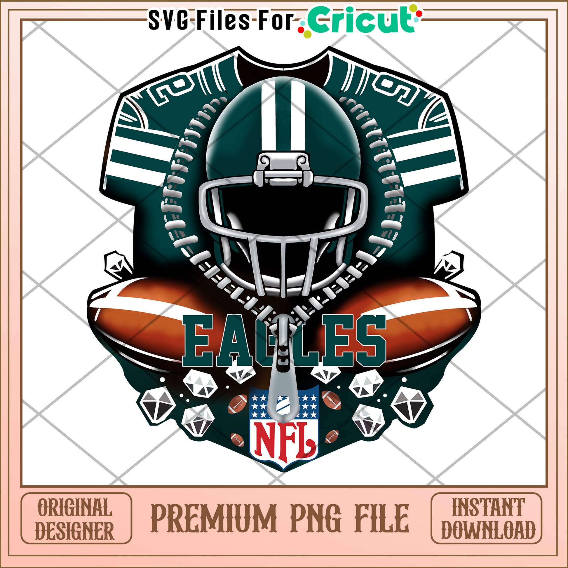 Premium NFL Eagles Football PNG File, Ideal for Cricut Projects
