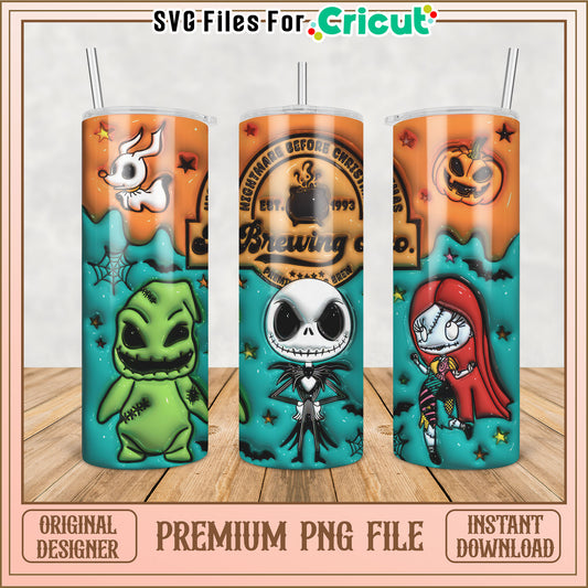 Premium Nightmare Before Christmas Tumbler PNG Design for Cricut
