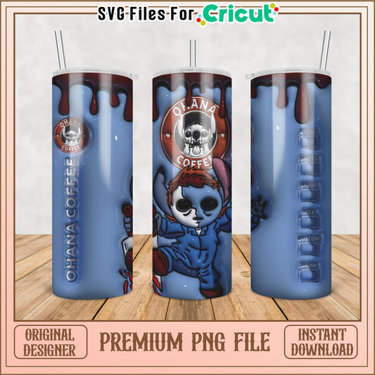 Premium Ohana Coffee Tumbler PNG Design for Cricut Projects