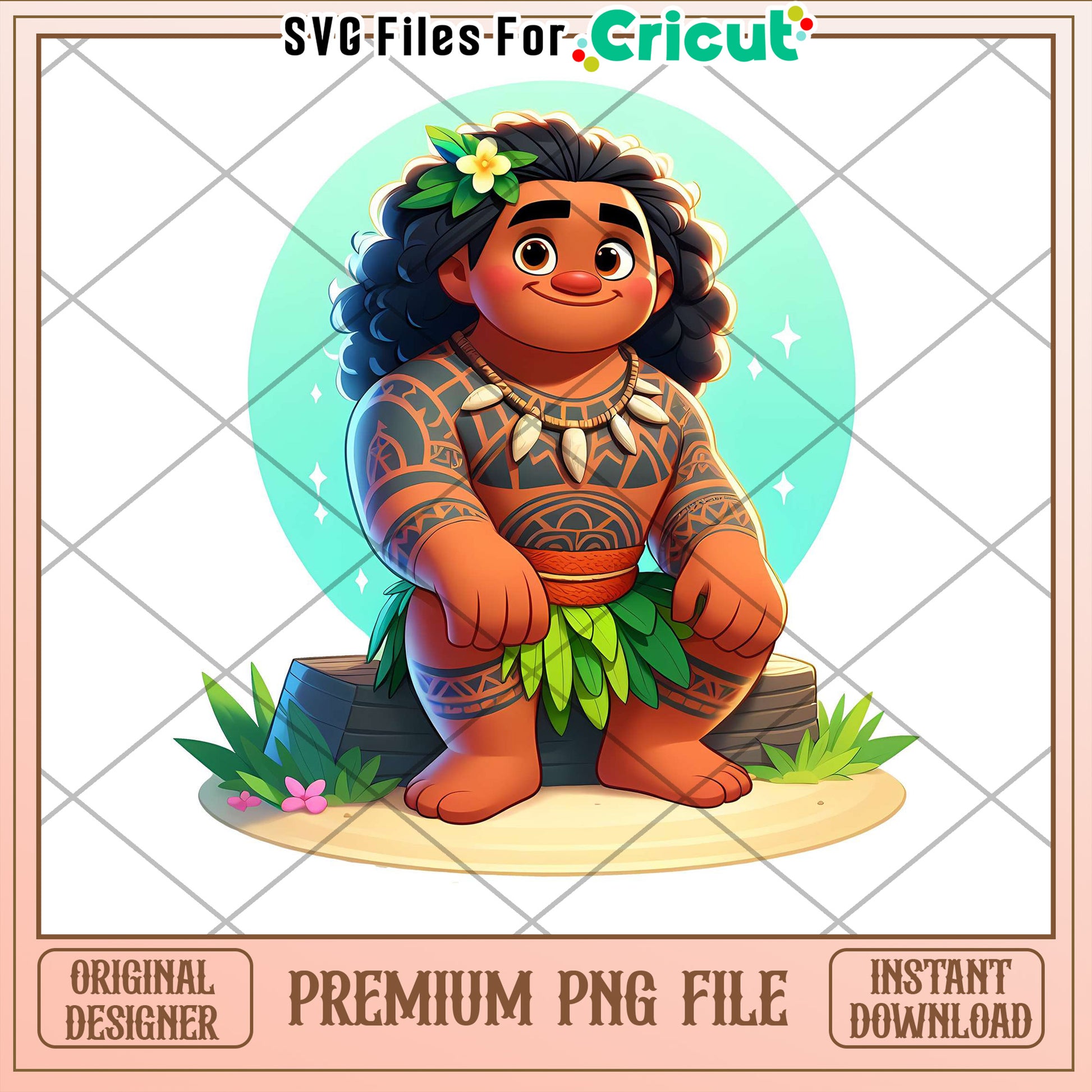 Premium PNG File for Cricut Featuring Polynesian Character Design