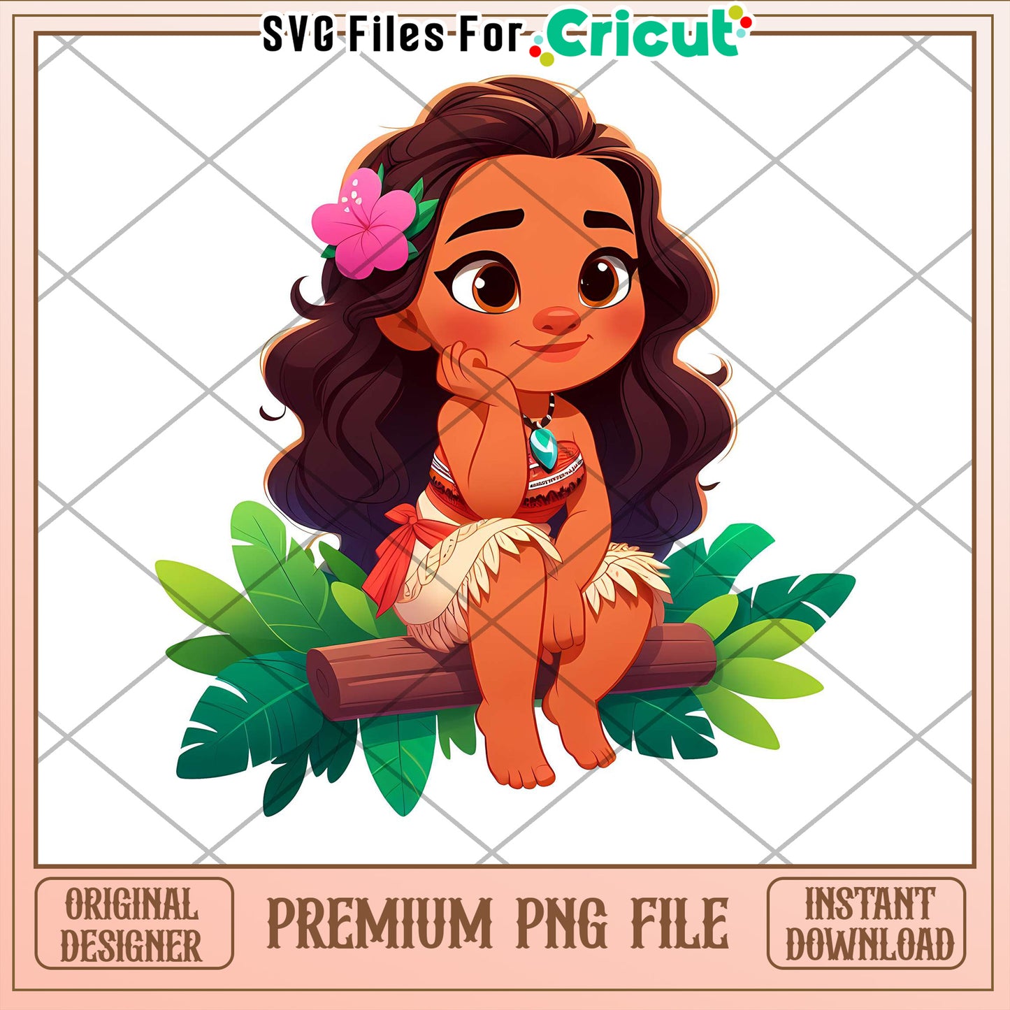Premium PNG File of Cute Tropical Girl for Cricut Projects