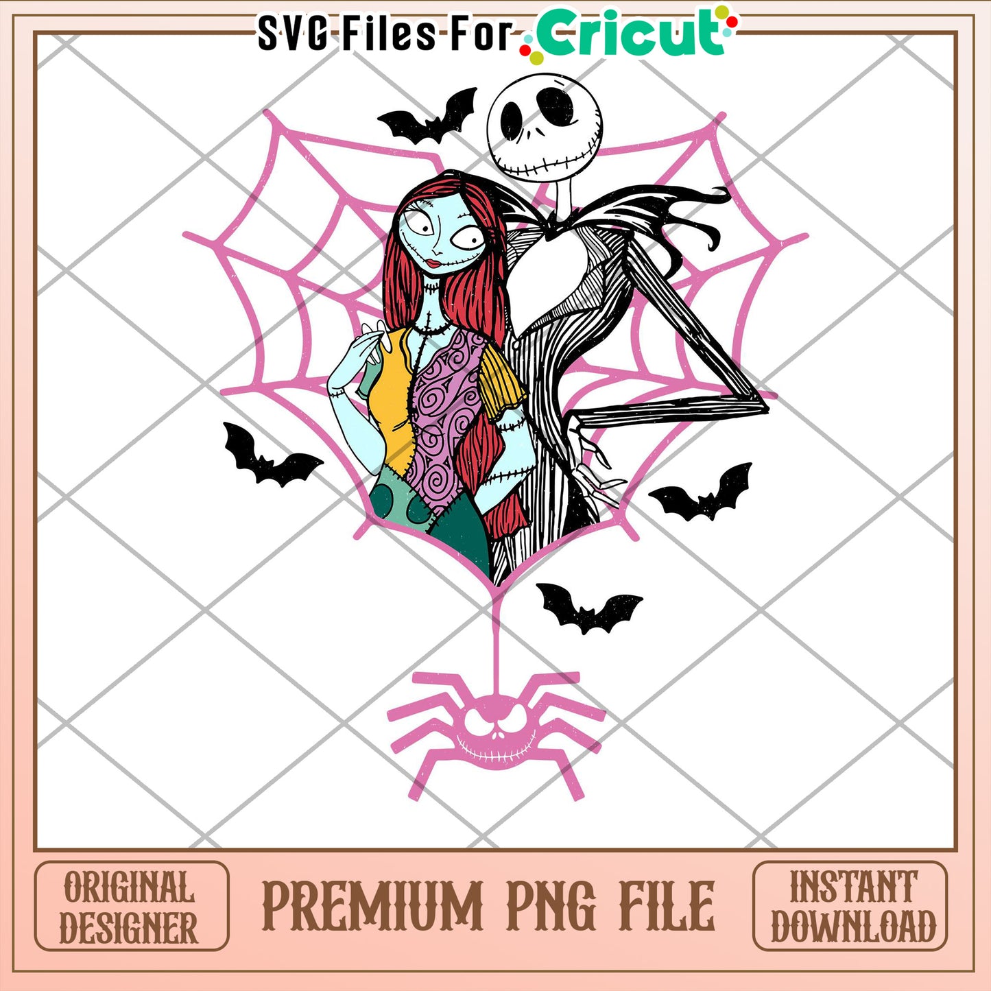 Premium PNG File of Jack and Sally Halloween Art for Cricut