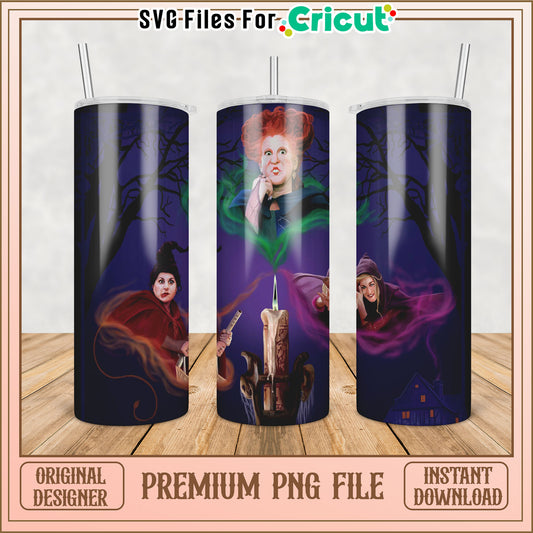 Premium PNG Tumbler Design Featuring Enchanting Witch Illustrations
