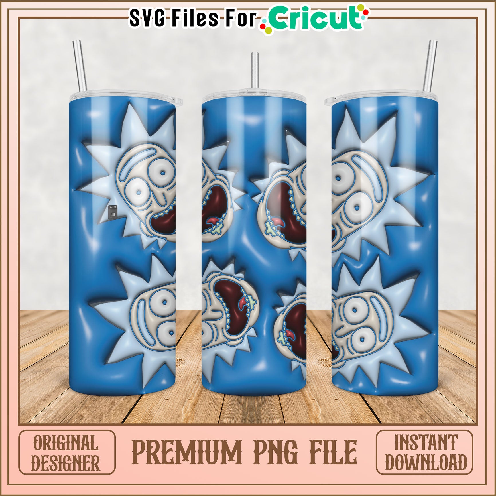 Premium PNG Tumbler Design Featuring Fun Cartoon Faces for Cricut