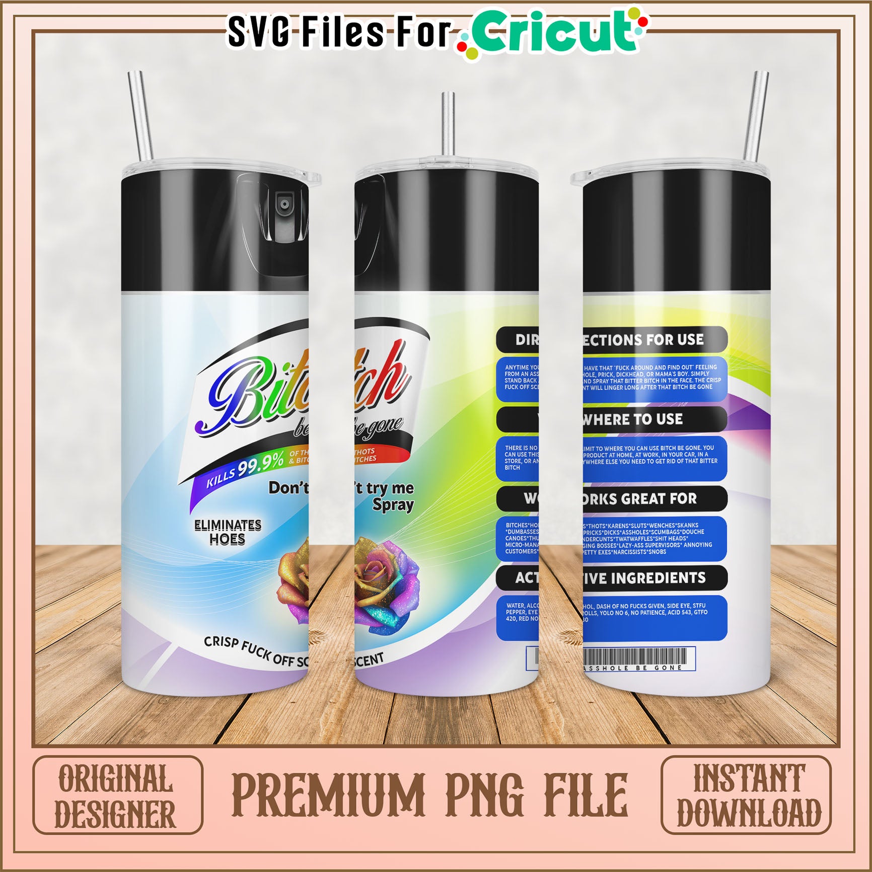 Premium PNG Tumbler Design File for Cricut Crafting Projects