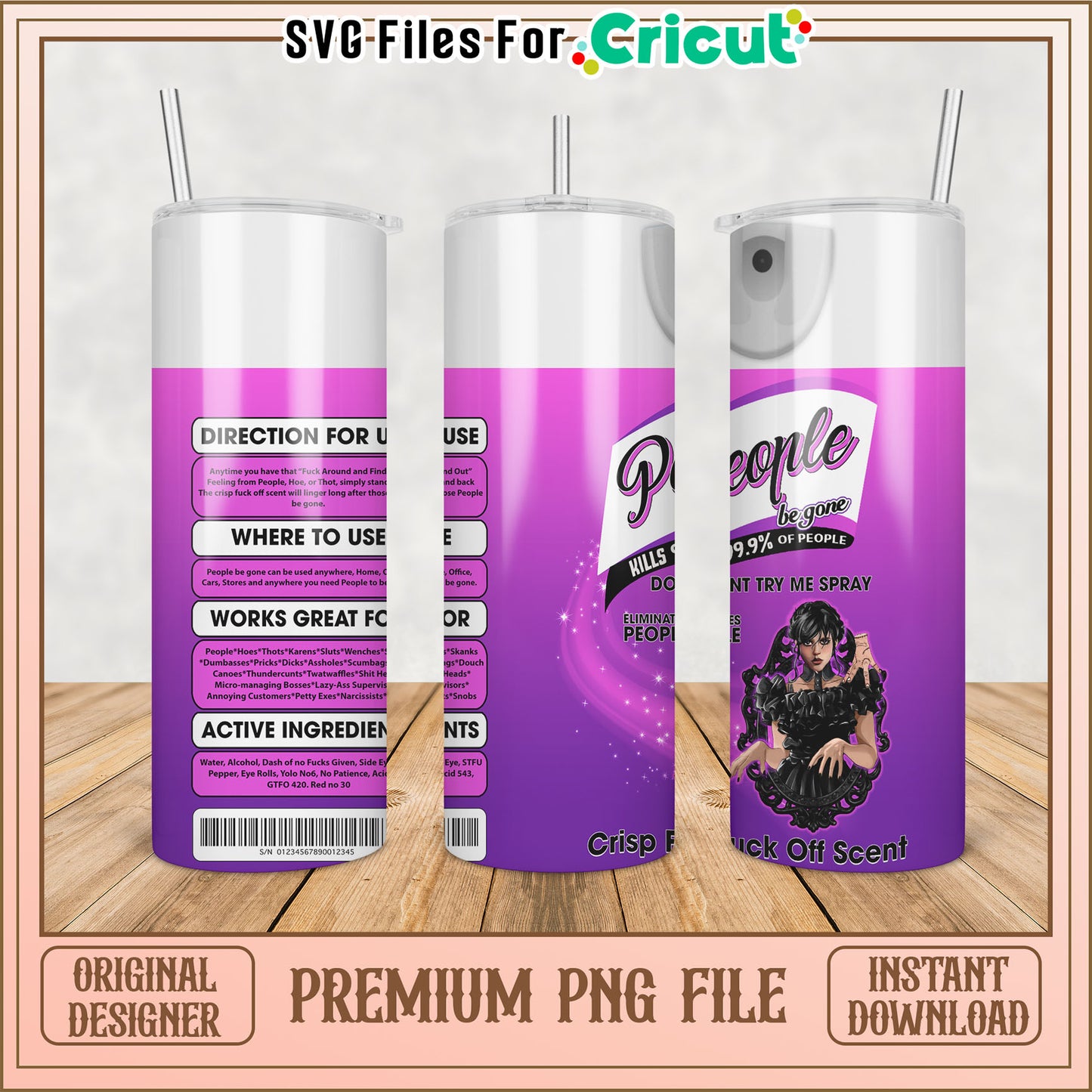 Premium PNG Tumbler Design for Cricut Instant Download 65 Characters