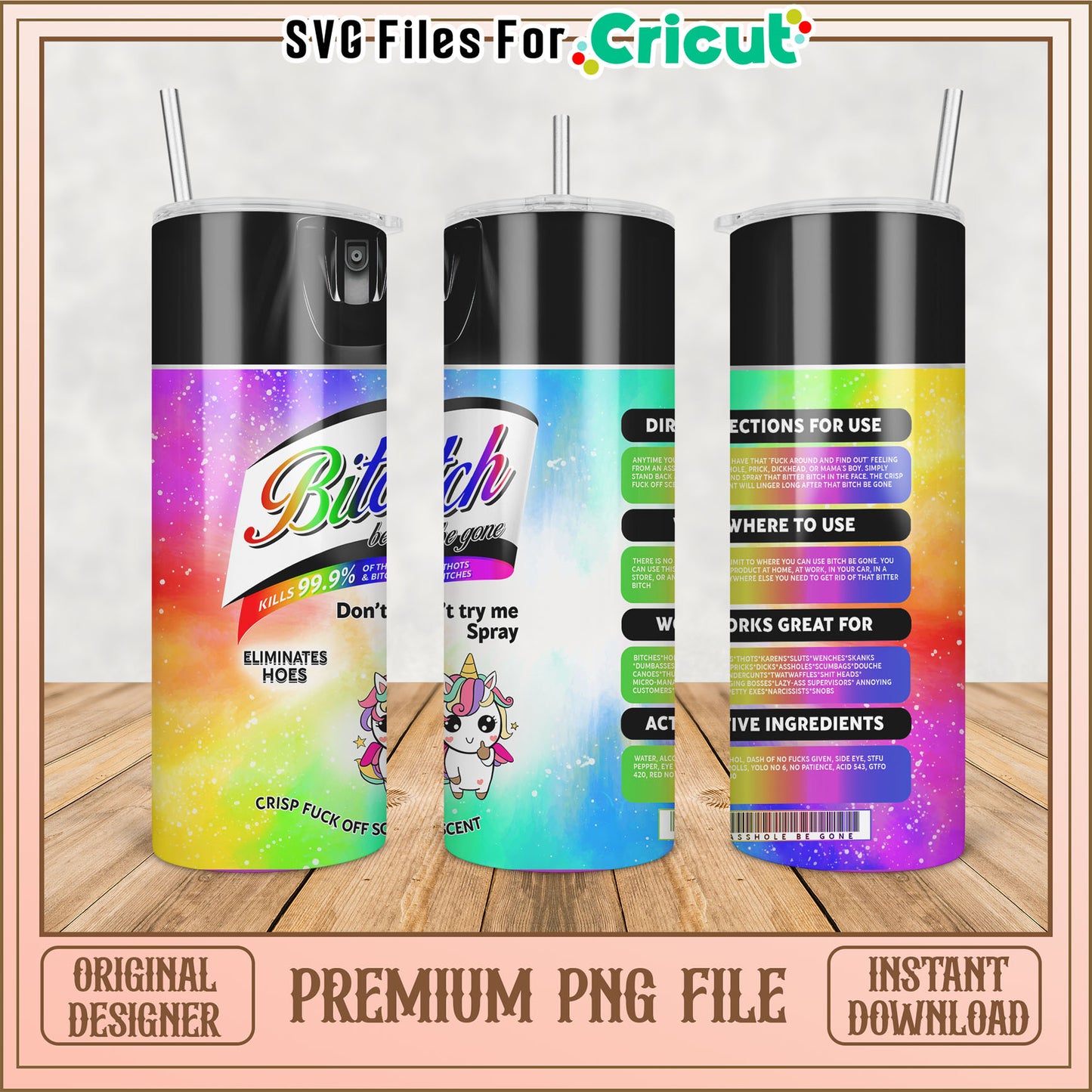 Premium PNG Tumbler Design for Cricut Unique Unicorn Theme