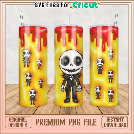 Premium PNG Tumbler Design with Spooky Character Theme Download