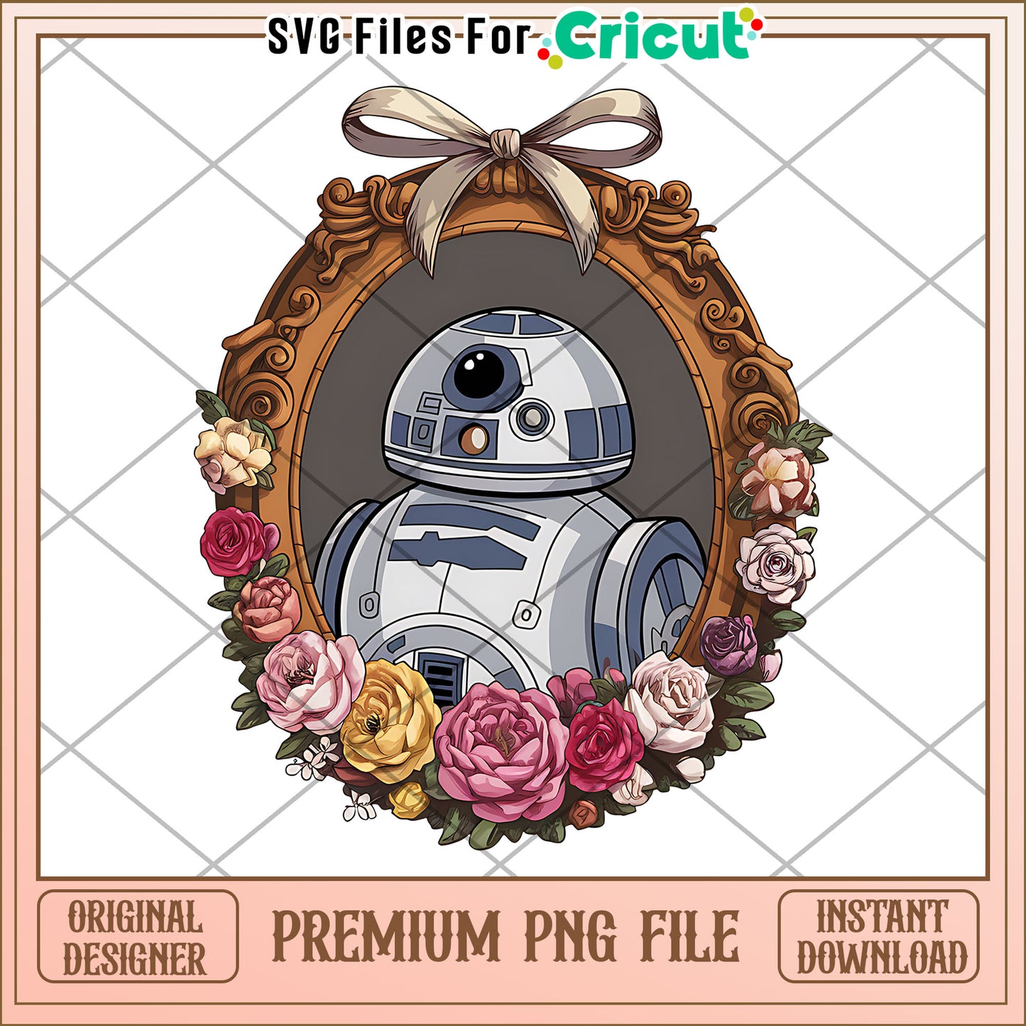Premium R2D2 Floral PNG Design for Crafting Projects, Instant Download
