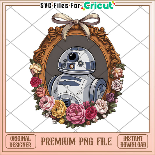 Premium R2D2 Floral PNG Design for Crafting Projects, Instant Download