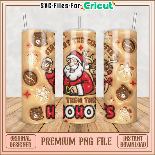 Premium Santa Coffee Tumbler PNG for Cricut Instant Download