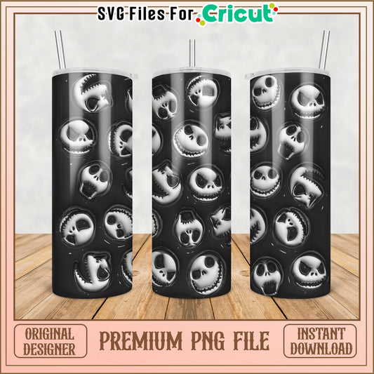 Premium Skull Tumbler PNG File for Cricut Instant Download Design