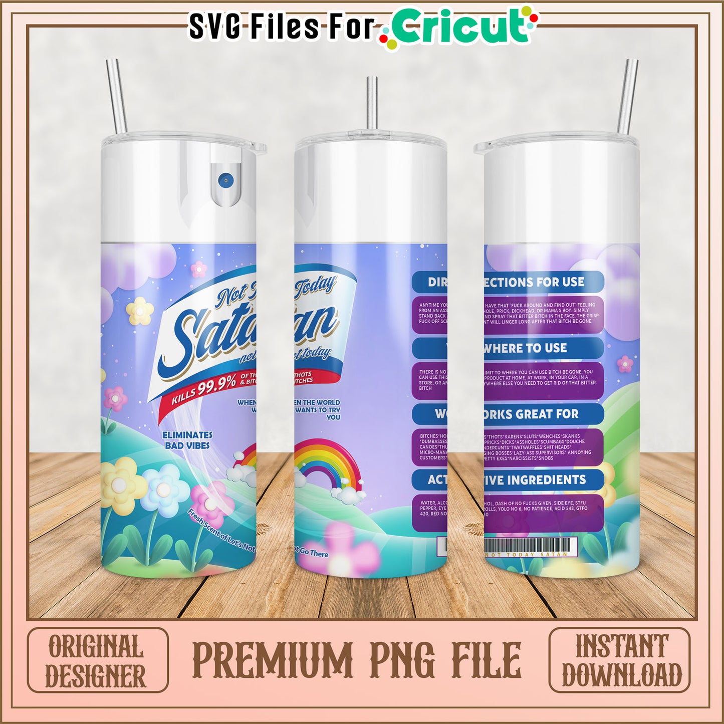 Premium Tumbler Design PNG File for Quick Cricut Downloads
